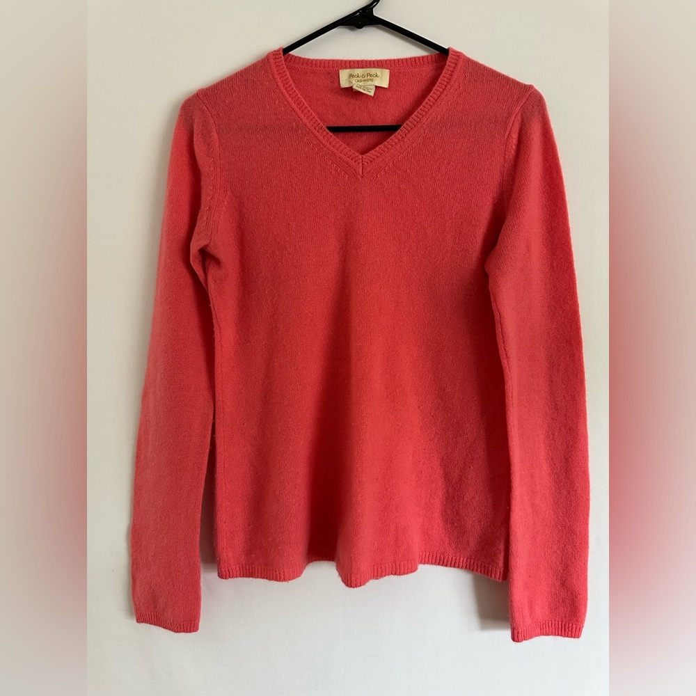 Peck & Peck Womens Cashmere Sweater V-Neck Size S 100% 2-Ply Quiet Luxury
